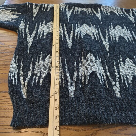 Vintage Uniform Code Cardigan Sweater Sz L Black White Abstract Knit wool nylon - Picture 15 of 15